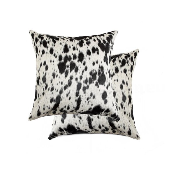 Natural Home Decor Torino Kobe Salt & Pepper Cowhide Pillow | 2-Piece | 18"x18" - Picture 1 of 3